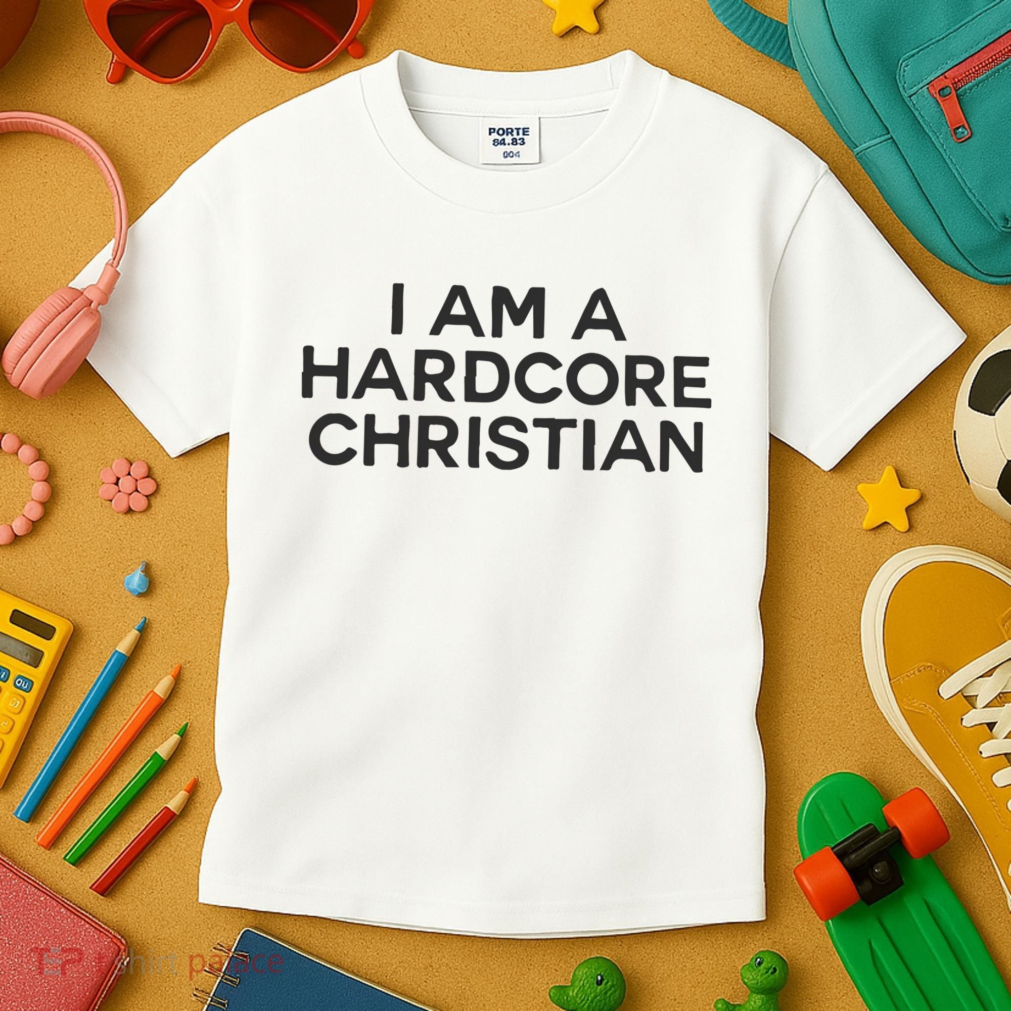I Am A Hardcore Christian Front Horner Hater Back Kids T-Shirt