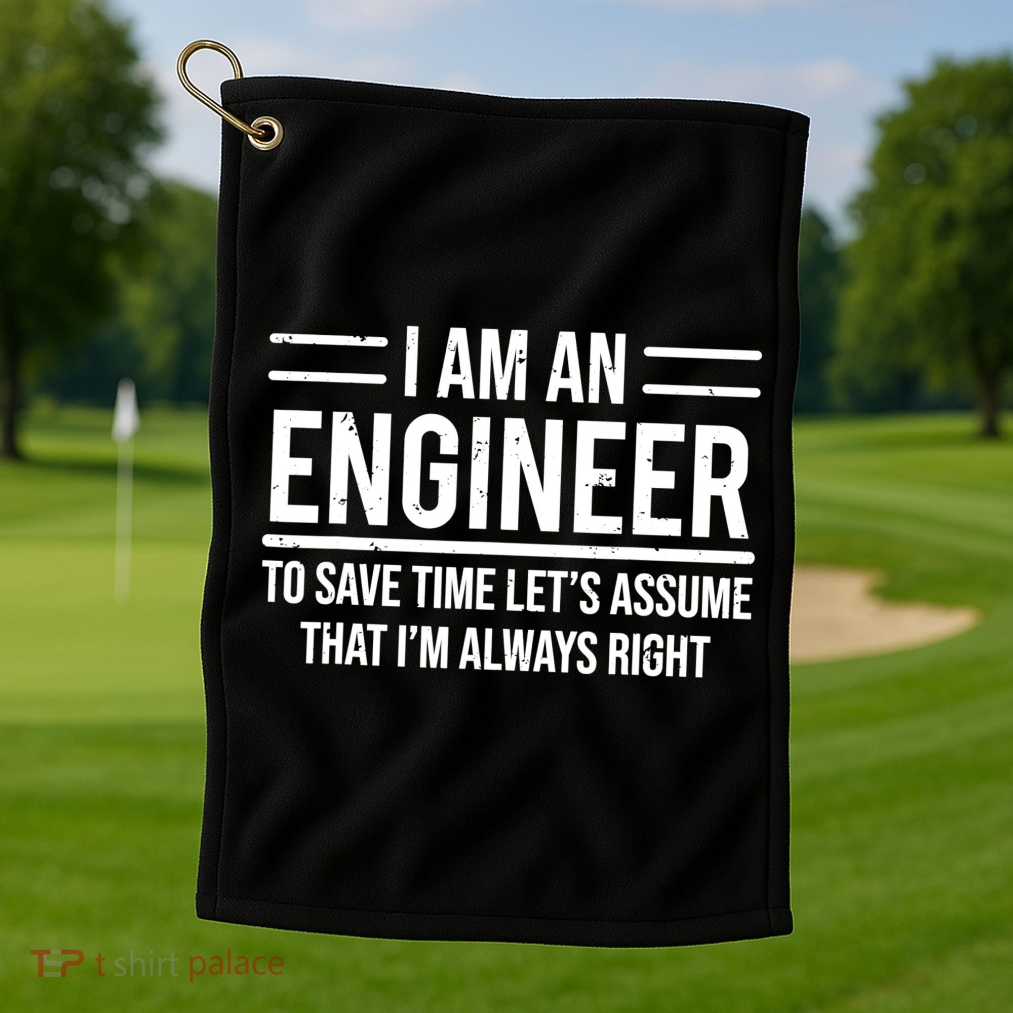 I Am An Engineer To Save Time I'm Always Right Funny TShirt Golf Towel