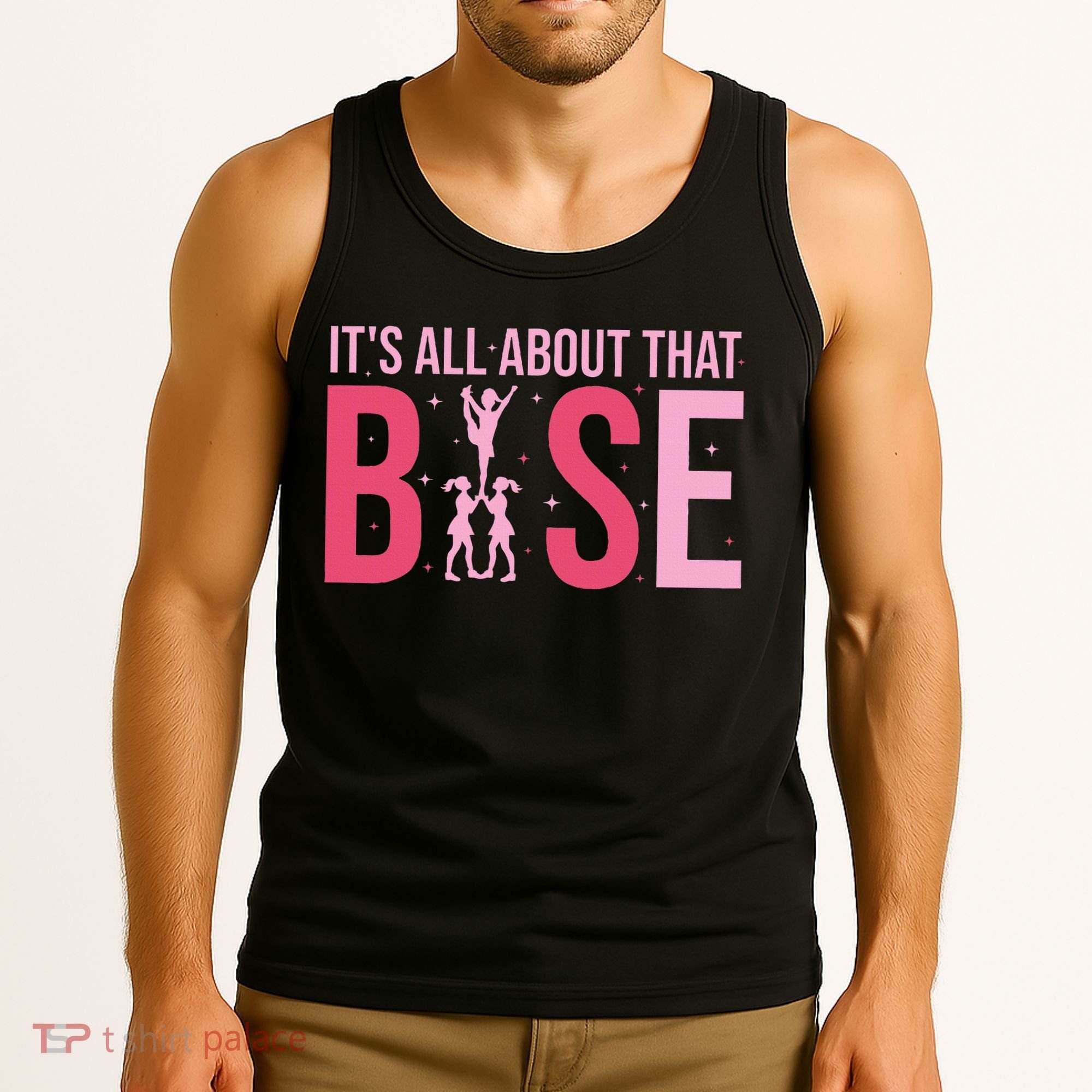 Its All About That Base Cheer Funny Cheerleader Cheerleading Tank Top