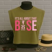 Its All About That Base Cheer Funny Cheerleader Cheerleading Garment-Dyed Women's Muscle Tee thumb 3