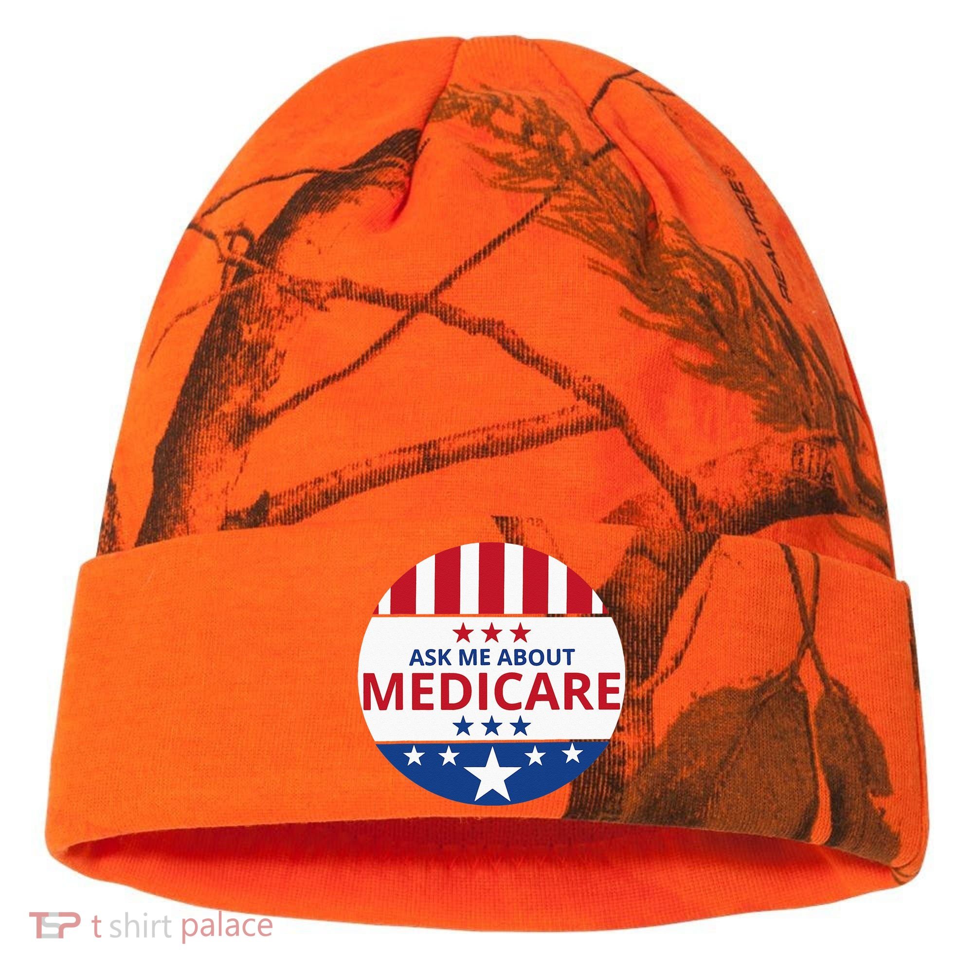 Insurance Agent Broker Sales Marketing Ask Me About Medicare Kati Licensed 12" Camo Cuffed Beanie