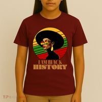 I Am Black History Stylish Black African American Woman T-Shirt thumb 4