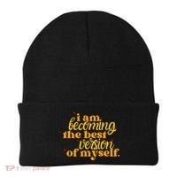 I Am Becoming The Best Version Of Myself Positive Quote Beanie thumb 0