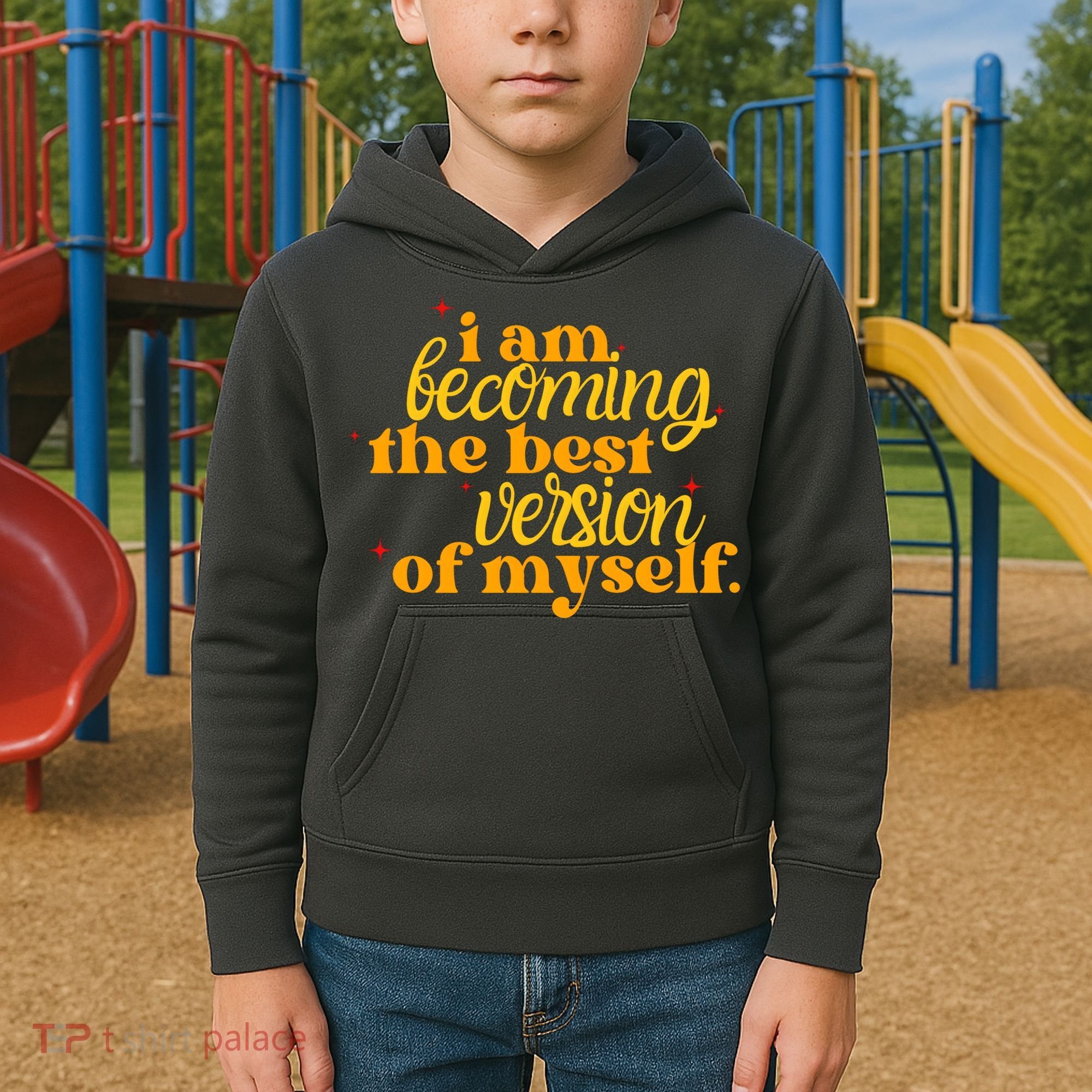 I Am Becoming The Best Version Of Myself Positive Quote Kids Hoodie