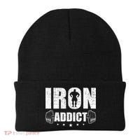 Iron Addict Bodybuilding Weightlifting Workout Beanie thumb 0