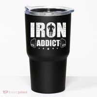 Iron Addict Bodybuilding Weightlifting Workout Tumbler thumb 0