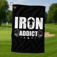 Iron Addict Bodybuilding Weightlifting Workout Golf Towel thumb 1