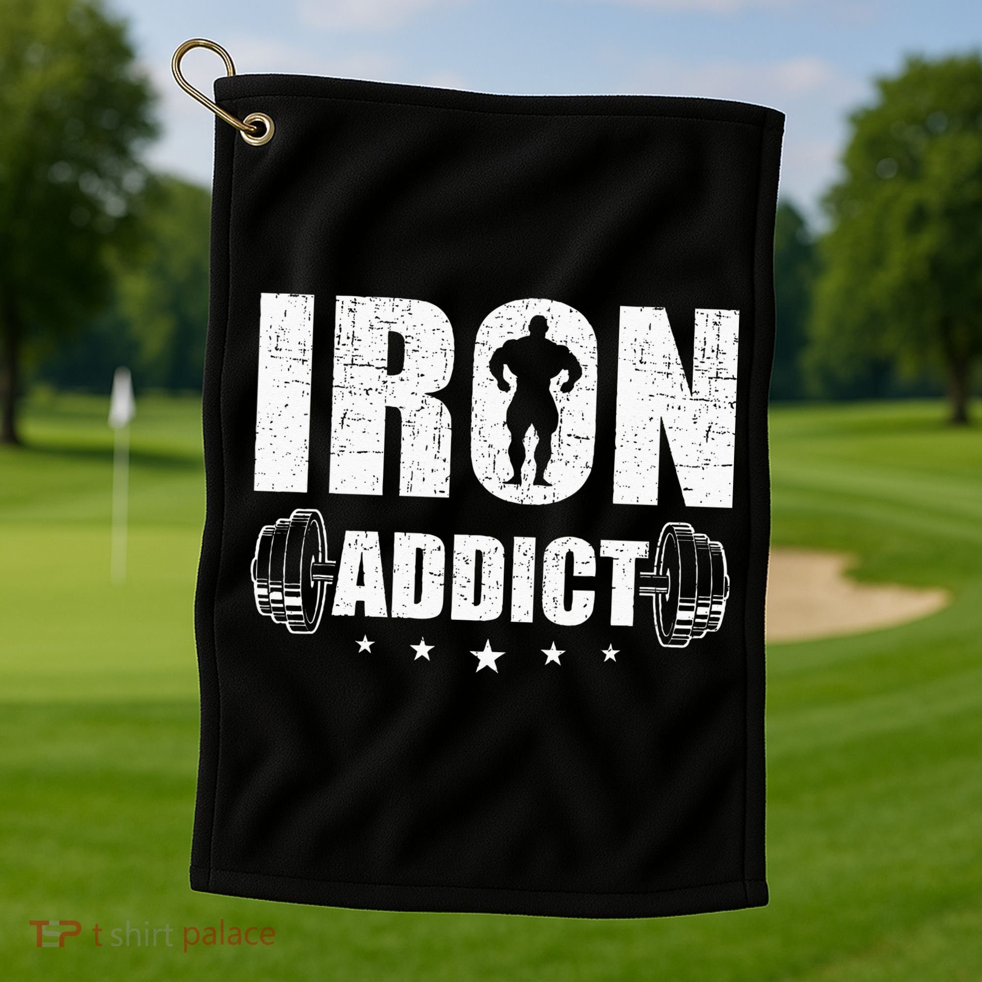 Iron Addict Bodybuilding Weightlifting Workout Golf Towel