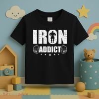 Iron Addict Bodybuilding Weightlifting Workout Toddler T-Shirt thumb 3