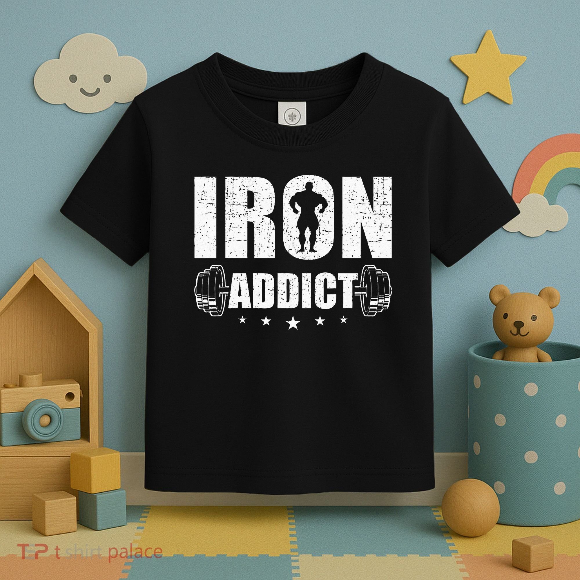Iron Addict Bodybuilding Weightlifting Workout Toddler T-Shirt