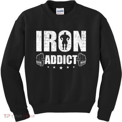 Iron Addict Bodybuilding Weightlifting Workout Kids Sweatshirt