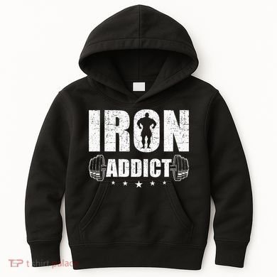 Iron Addict Bodybuilding Weightlifting Workout Kids Hoodie