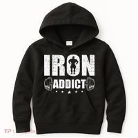Iron Addict Bodybuilding Weightlifting Workout Kids Hoodie thumb 0