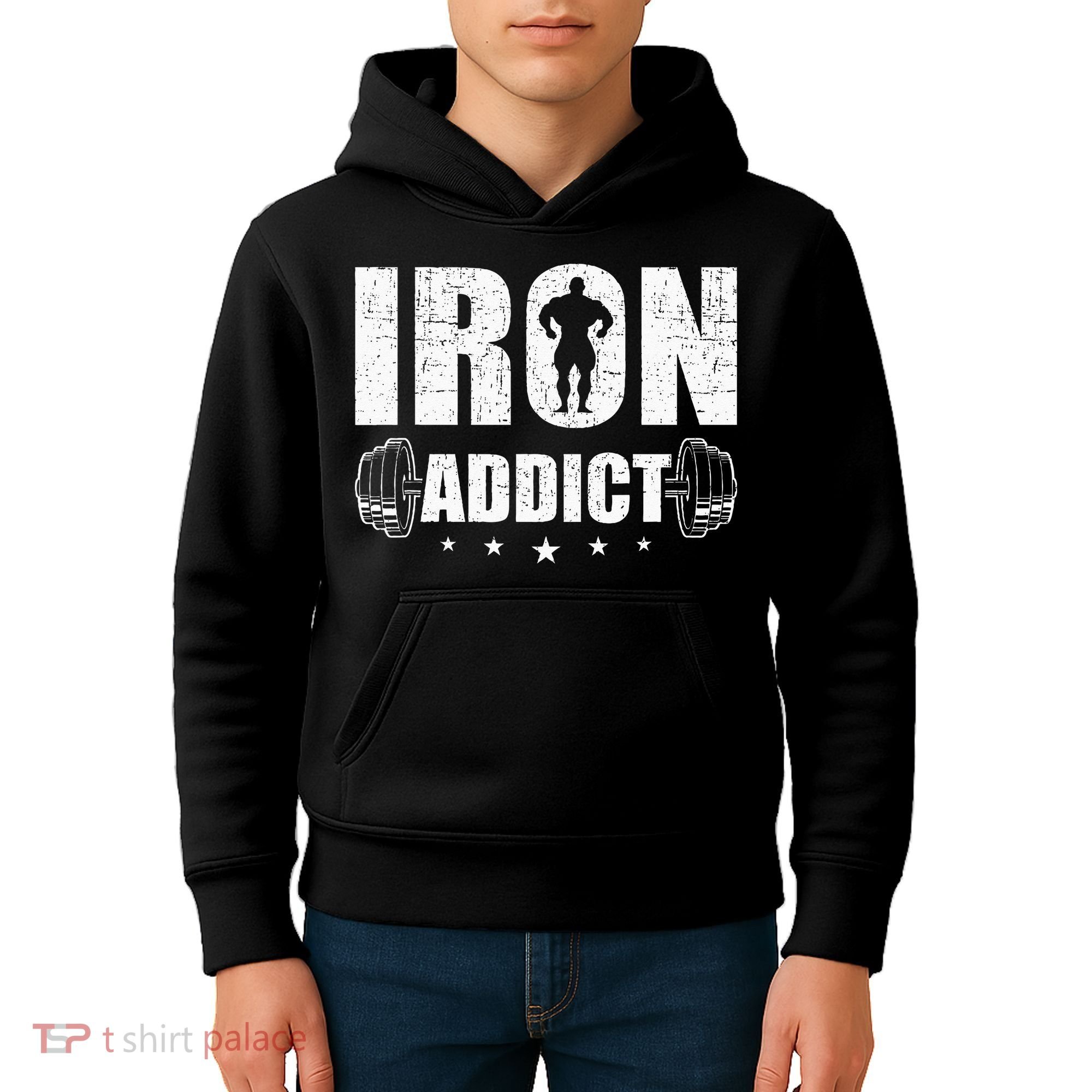 Iron Addict Bodybuilding Weightlifting Workout Kids Hoodie