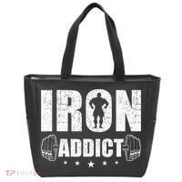 Iron Addict Bodybuilding Weightlifting Workout Tote Bag thumb 0