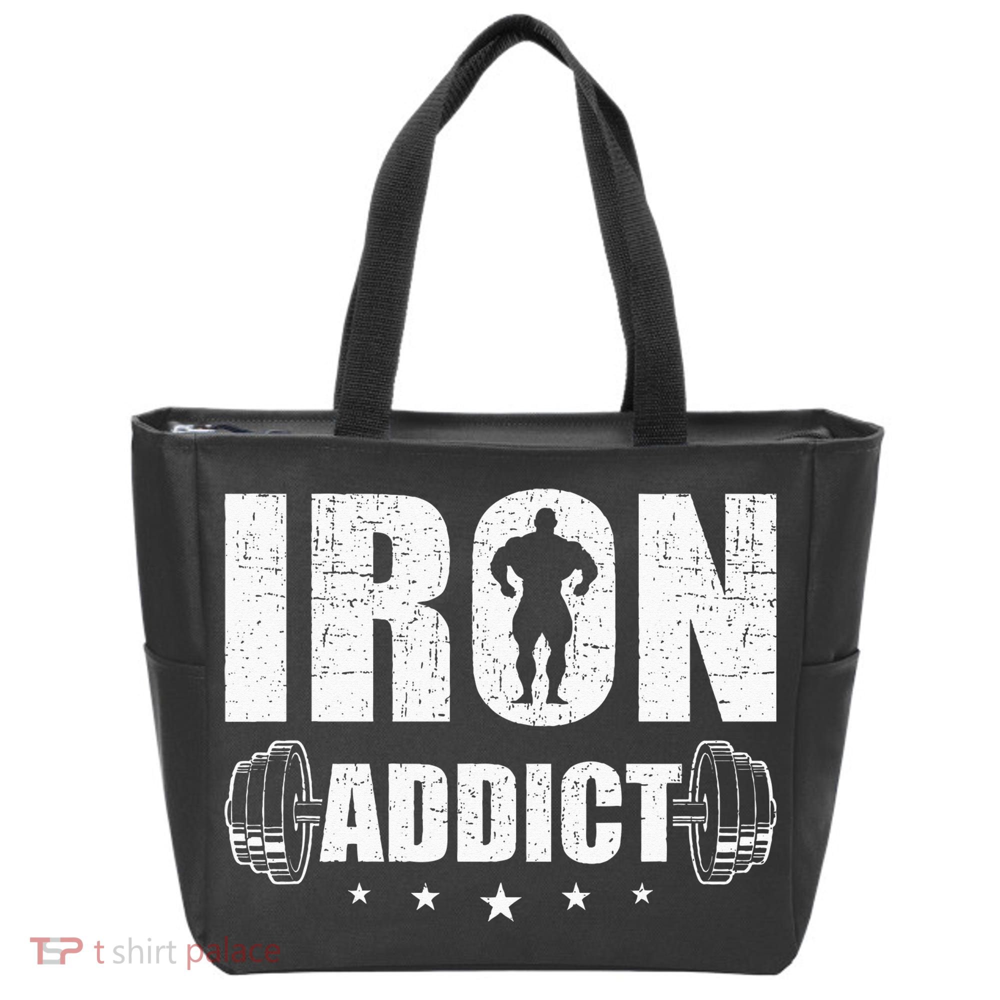 Iron Addict Bodybuilding Weightlifting Workout Tote Bag