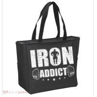 Iron Addict Bodybuilding Weightlifting Workout Tote Bag thumb 2