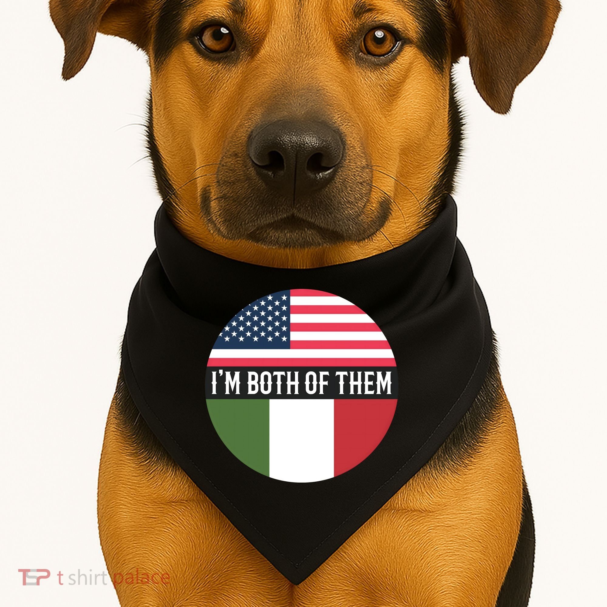 I Am Both Of Them American And Italian Flags USA-Made Doggie Bandana
