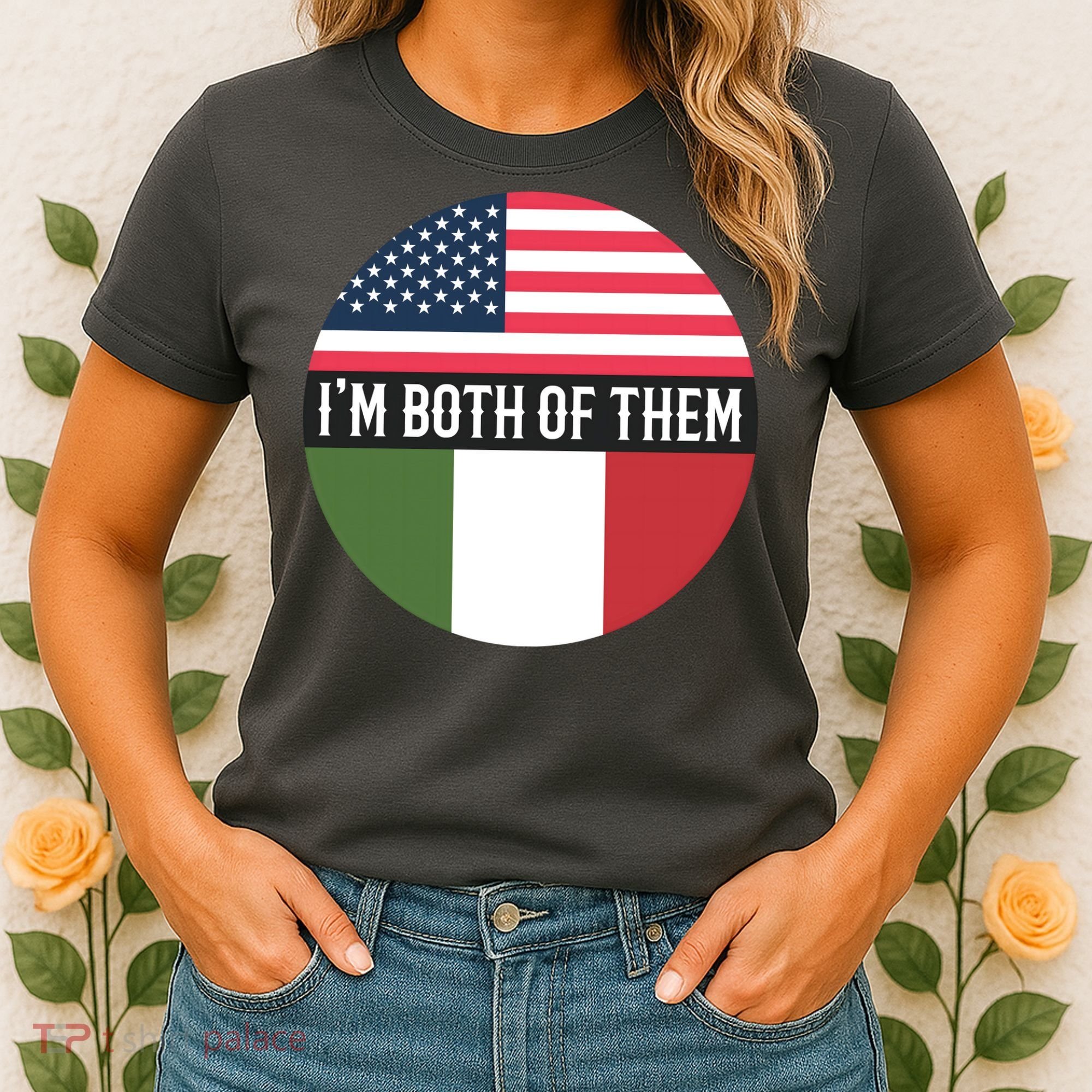 I Am Both Of Them American And Italian Flags Women's T-Shirt