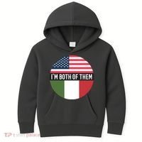 I Am Both Of Them American And Italian Flags Kids Hoodie thumb 0