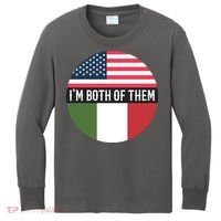 I Am Both Of Them American And Italian Flags Kids Long Sleeve Shirt thumb 0