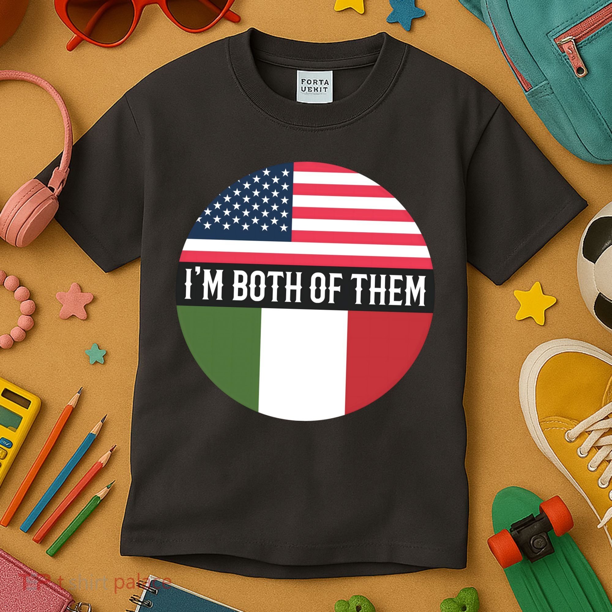 I Am Both Of Them American And Italian Flags Kids T-Shirt