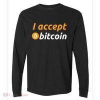 I Accept Bitcoin Funny Crypto Trader BTC Bitcoin Investor Comfort Colors Heavyweight Long Sleeve T-Shirt thumb 0