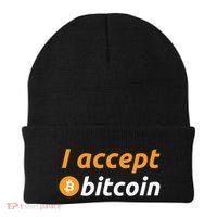 I Accept Bitcoin Funny Crypto Trader BTC Bitcoin Investor Beanie thumb 0