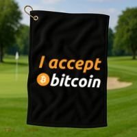 I Accept Bitcoin Funny Crypto Trader BTC Bitcoin Investor Golf Towel thumb 1