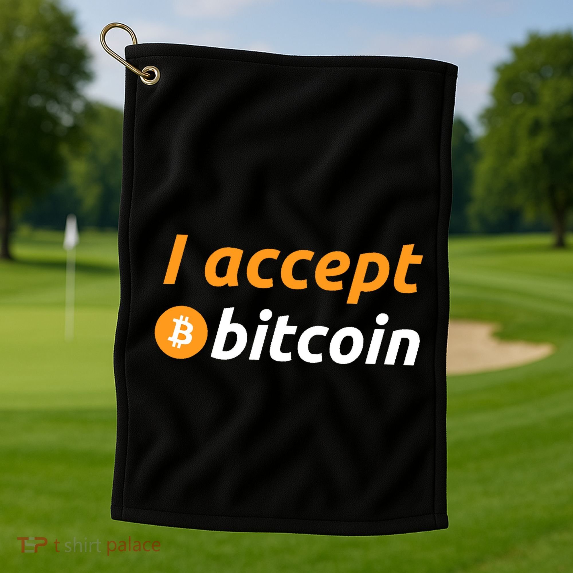 I Accept Bitcoin Funny Crypto Trader BTC Bitcoin Investor Golf Towel