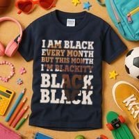I Am Black Every Month This Month I'm Blackity Black Black Kids T-Shirt thumb 3
