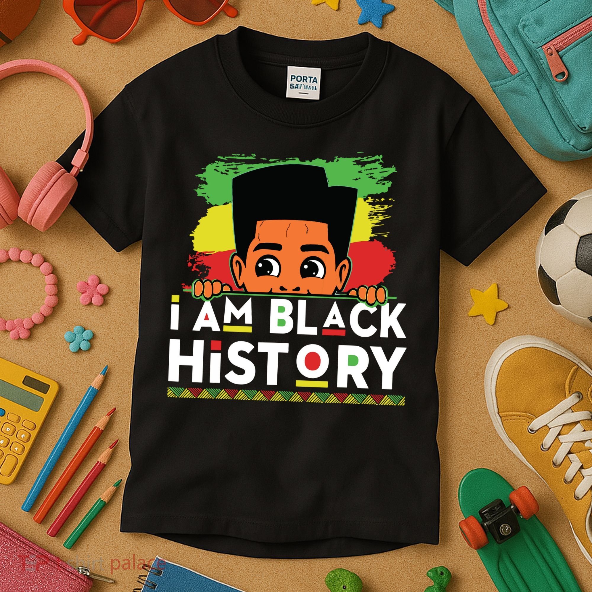 I Am Black History For Boy Black History Month Kids T-Shirt