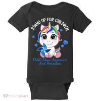 In April Blue Gnome Child Abuse Prevention Awareness Baby Bodysuit thumb 0