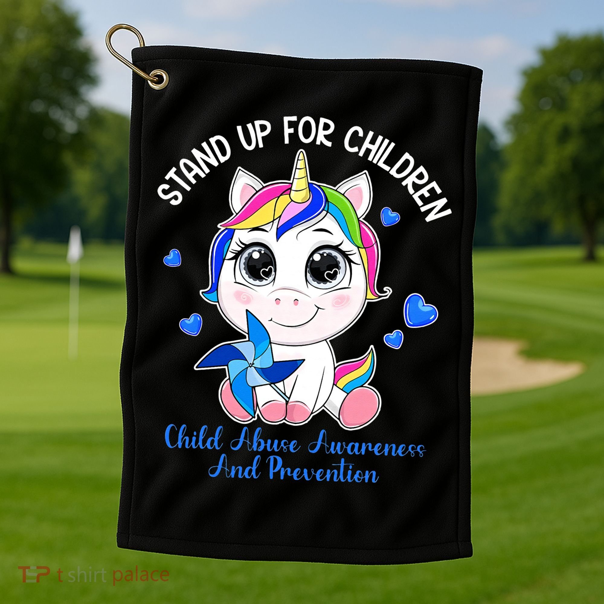 In April Blue Gnome Child Abuse Prevention Awareness Golf Towel