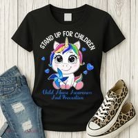 In April Blue Gnome Child Abuse Prevention Awareness Women's T-Shirt thumb 3
