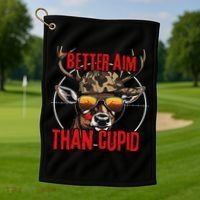 I Aim Better Than Cupid Hunting Valentine’s Day Golf Towel thumb 1