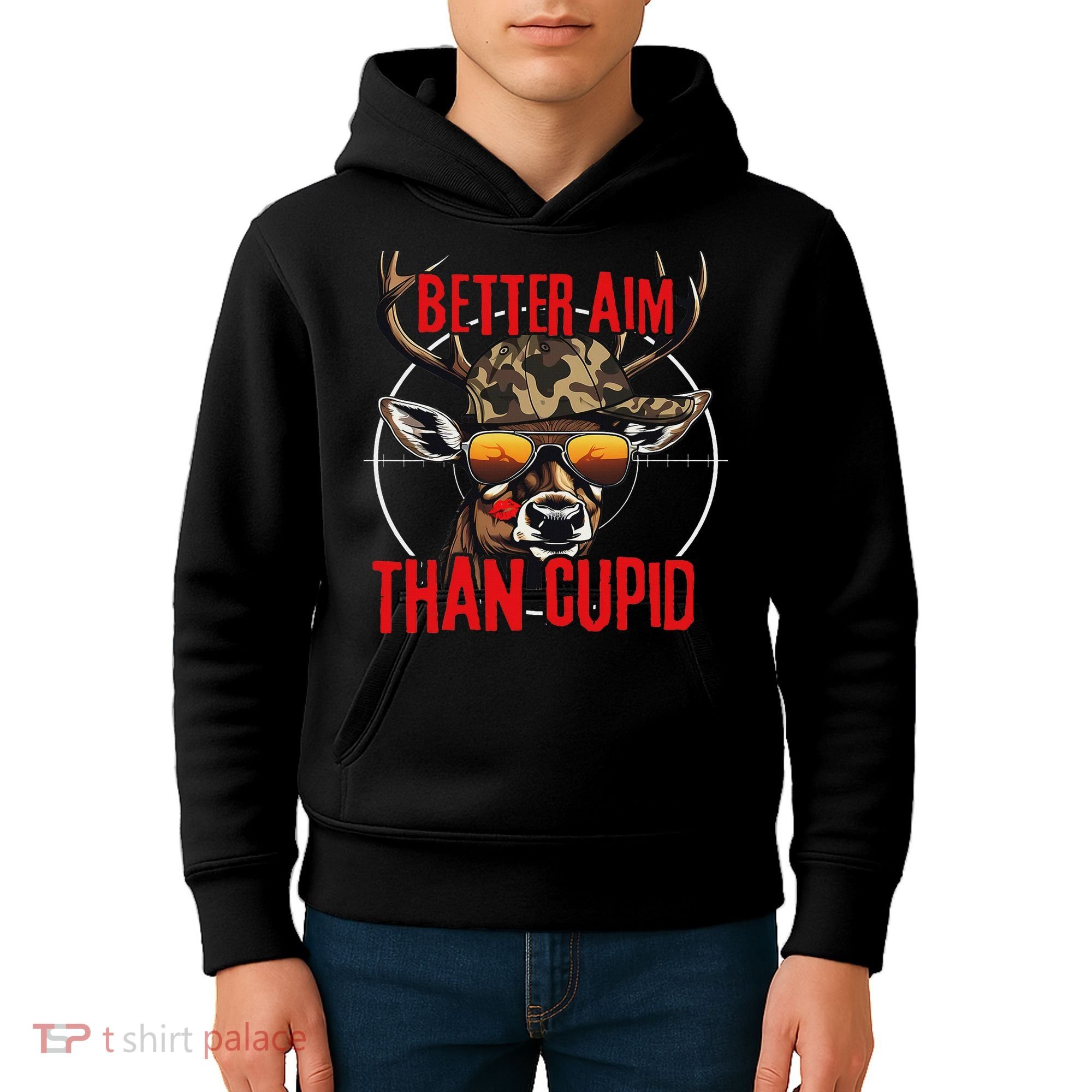 I Aim Better Than Cupid Hunting Valentine’s Day Kids Hoodie