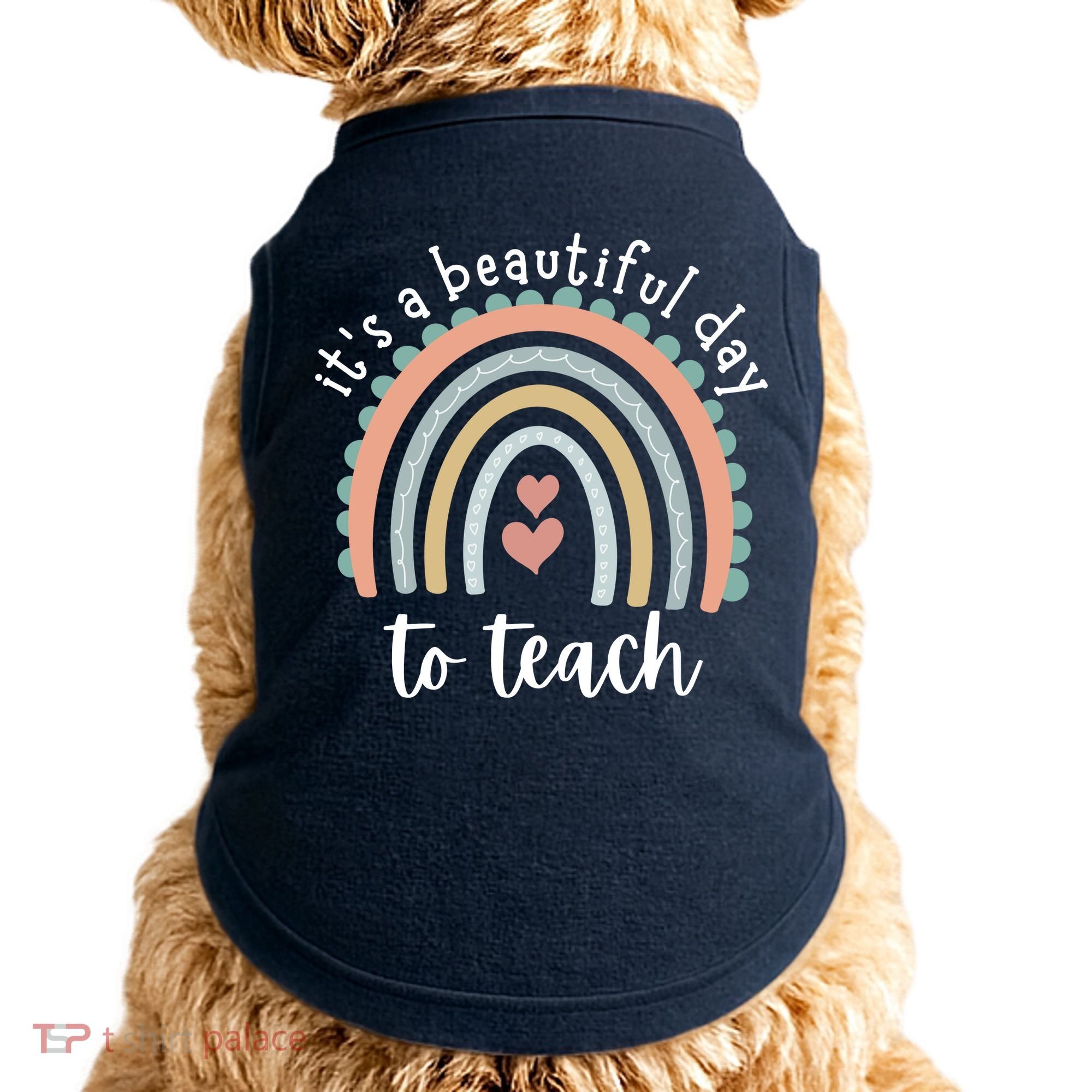 It's A Beautiful Day To Teach Rainbow Teacher Gift Doggie Tank