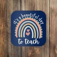 It's A Beautiful Day To Teach Rainbow Teacher Gift Coaster thumb 0