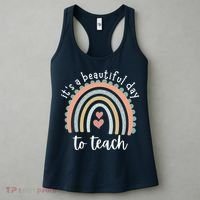 It's A Beautiful Day To Teach Rainbow Teacher Gift Women's Tank Top thumb 3