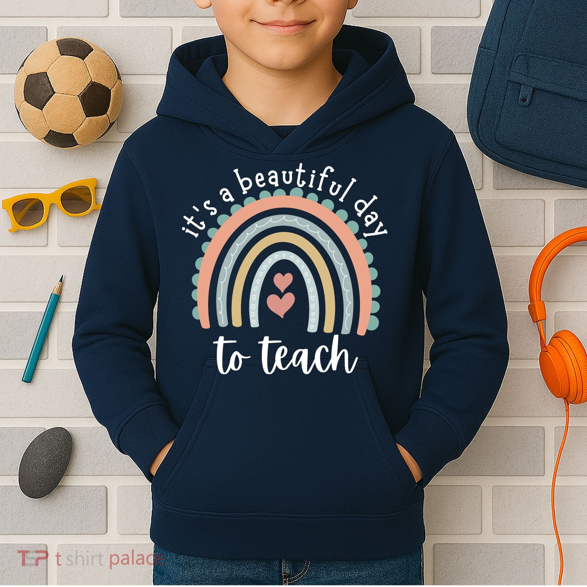 It's A Beautiful Day To Teach Rainbow Teacher Gift Kids Hoodie