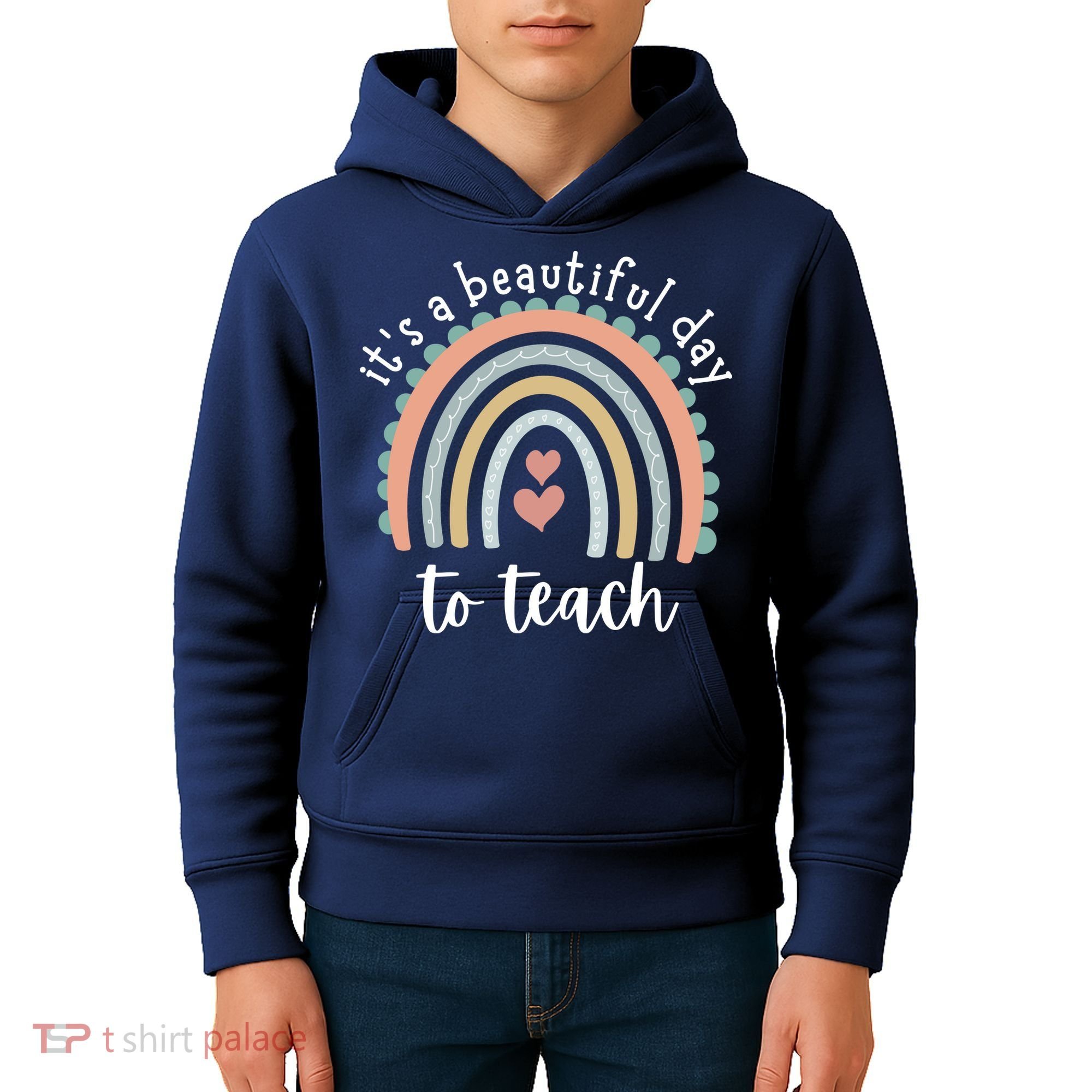 It's A Beautiful Day To Teach Rainbow Teacher Gift Kids Hoodie
