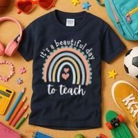 It's A Beautiful Day To Teach Rainbow Teacher Gift Kids T-Shirt thumb 3