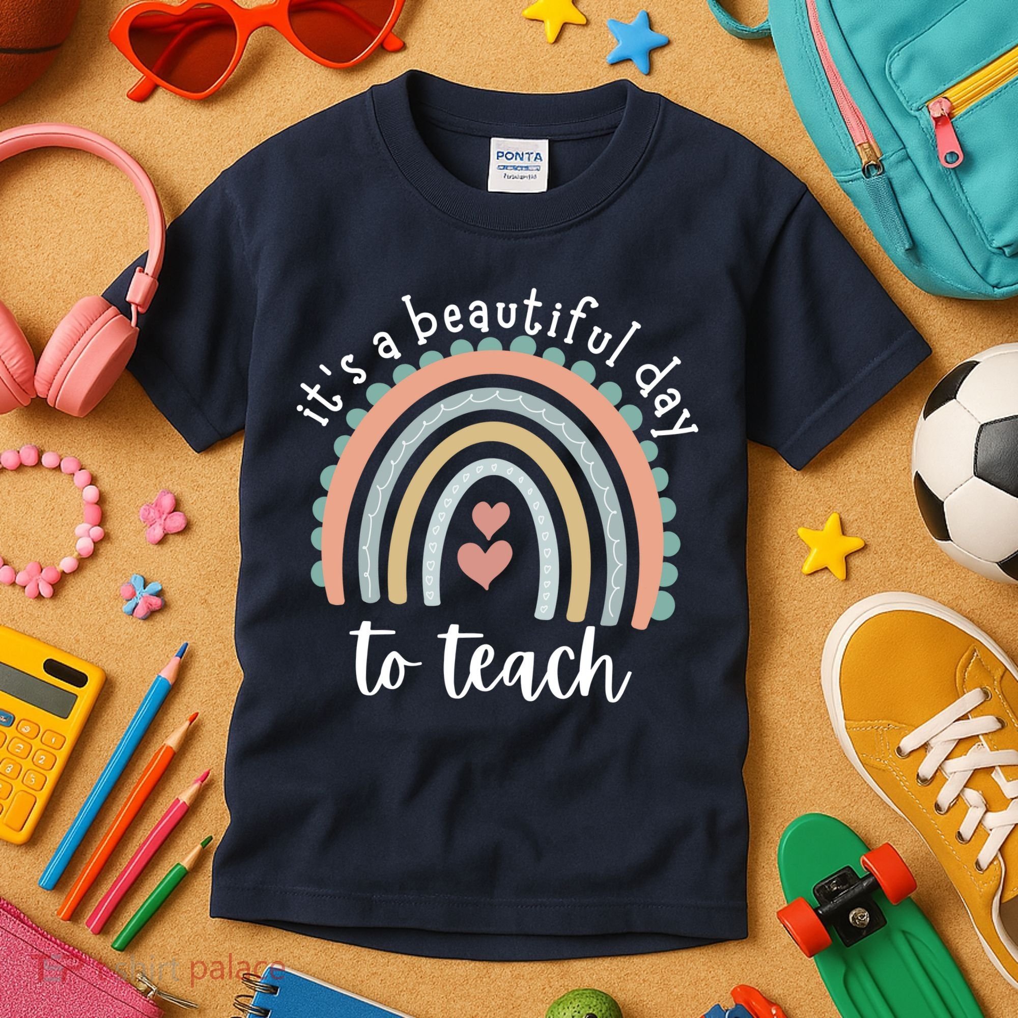 It's A Beautiful Day To Teach Rainbow Teacher Gift Kids T-Shirt