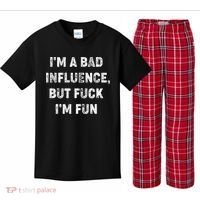 IM A Bad Influence But Fuck IM Fun Kids Plaid Pajama Set thumb 0