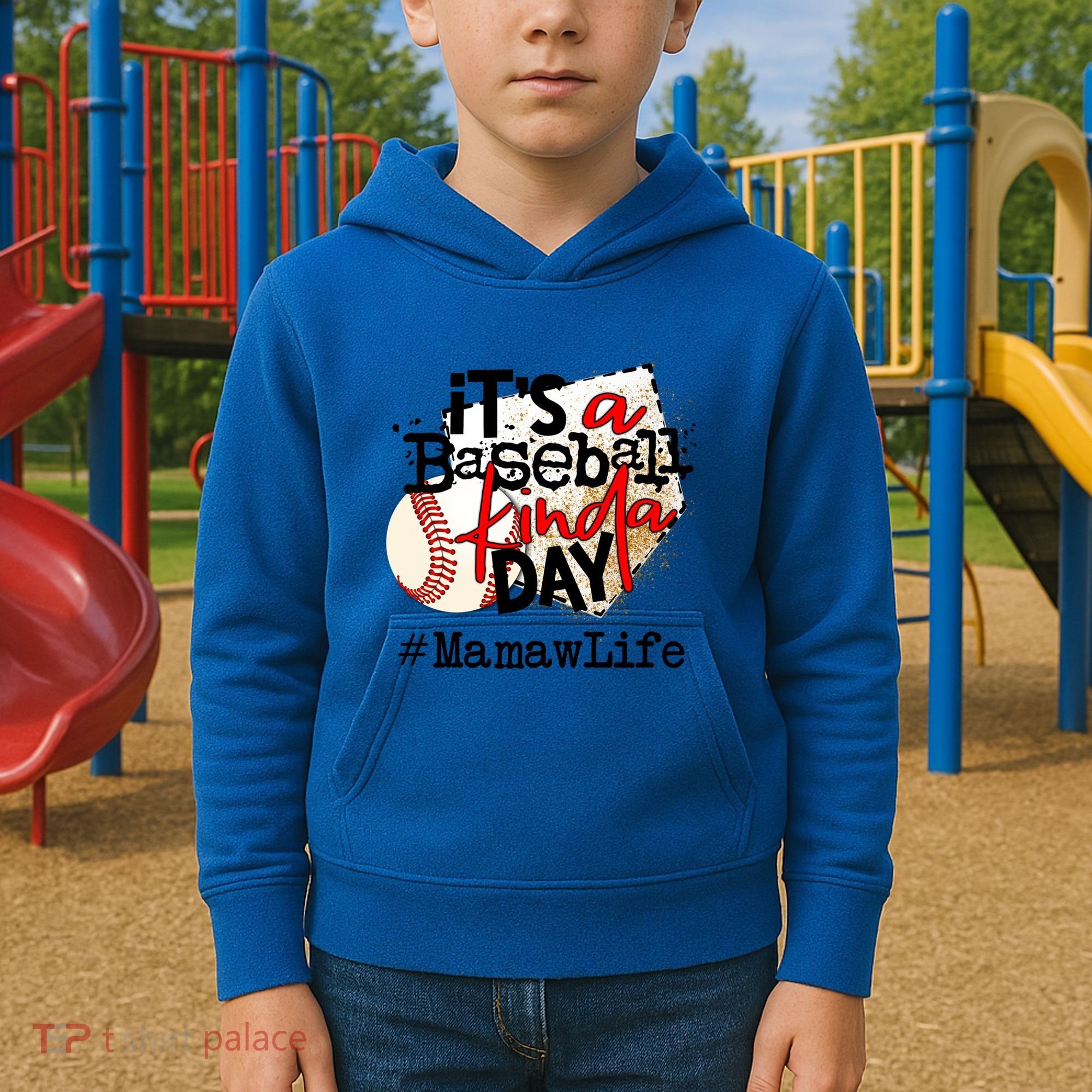 Its A Baseball Kinda Day Gift Baseball Mamaw Life Great Gift Kids Hoodie