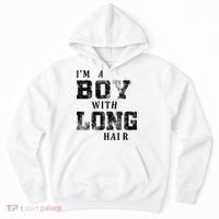 I'm A Boy With Long Hair Funny Long Hair Boy Cool Hoodie thumb 0