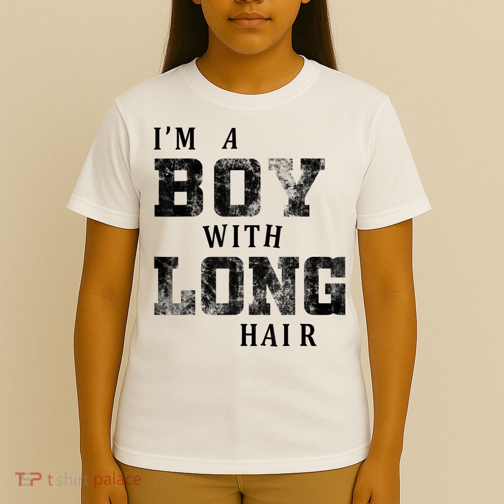I'm A Boy With Long Hair Funny Long Hair Boy Cool T-Shirt