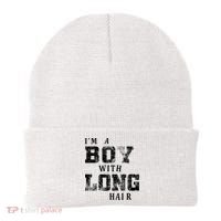 I'm A Boy With Long Hair Funny Long Hair Boy Cool Beanie thumb 0