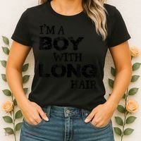 I'm A Boy With Long Hair Funny Cool Long Hair Women's T-Shirt thumb 2